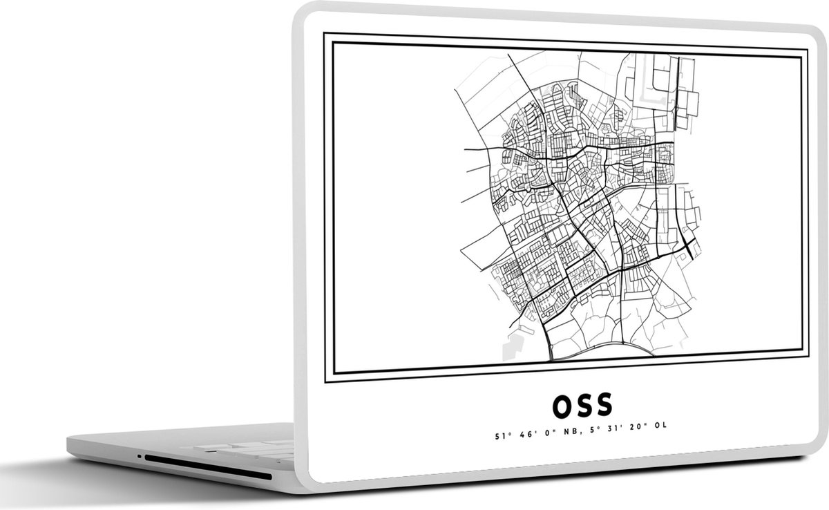 Laptop sticker 15.6 inch Stadskaart Zwart Wit Kaart Oss