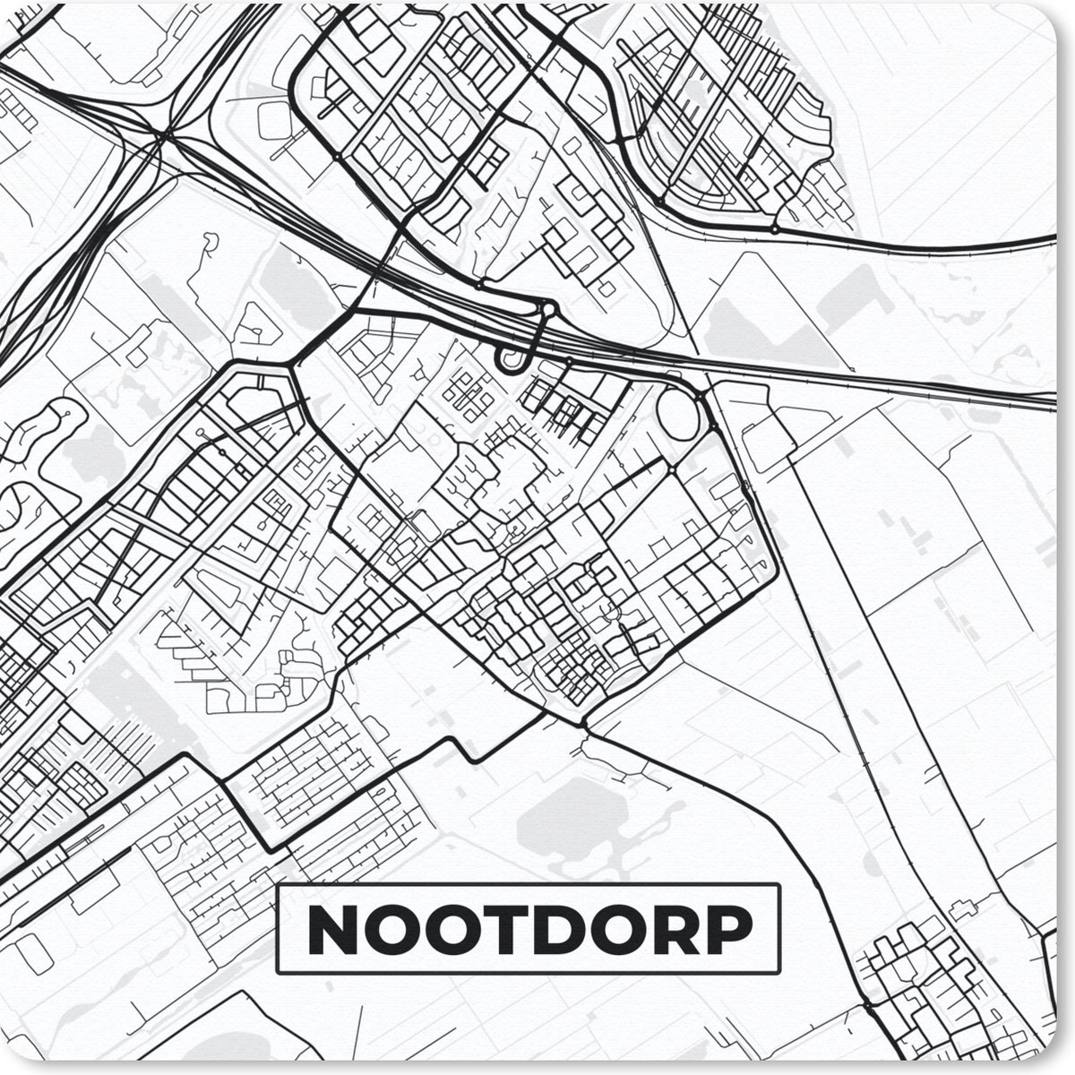 Muismat 20x20 cm - Mousepad Nootdorp - Plattegrond - Kaart - Stadskaart - Muismatten - Stadskaart