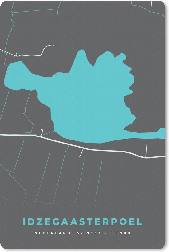 Muismat - Mousepad - Plattegrond - Friesland - Stadskaart - Nederland - Idzegaasterpoel - Kaart - 40x60 cm - Muismatten