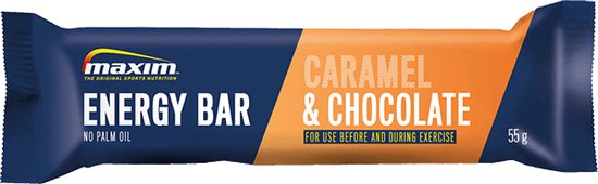 Maxim Energy Bar Caramel & Chocolate - 15 x 55g - Energiereep met muesli, gedroogd fruit, karamelsmaak en chocoladelaagje - 15 energierepen Karamel & Chocolade - Eet makkelijk weg en levert snel energie voor en tijdens het sporten