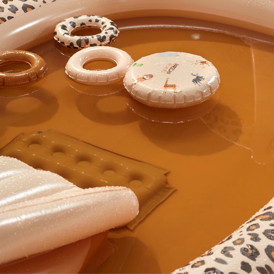 Swim Essentials - Speelzwembad met panterprint - Zwembadje - Opblaasbaar - Glijbaan - Sproeier - Kinderen - Jongens - Meisjes - Baby - Peuter - PVC - beige - bruin