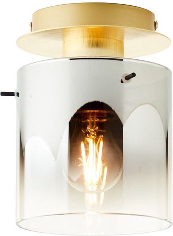 Brillant | Osaki plafondlamp 1-vlammig goud/rookglas | 1x A60, E27, 52W, geschikt voor normale lampen (niet meegeleverd)