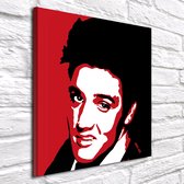 Pop Art Elvis Presley Canvas - 80 x 80 cm - Canvasprint - Op dennenhouten kader - Geprint Schilderij - Popart Wanddecoratie
