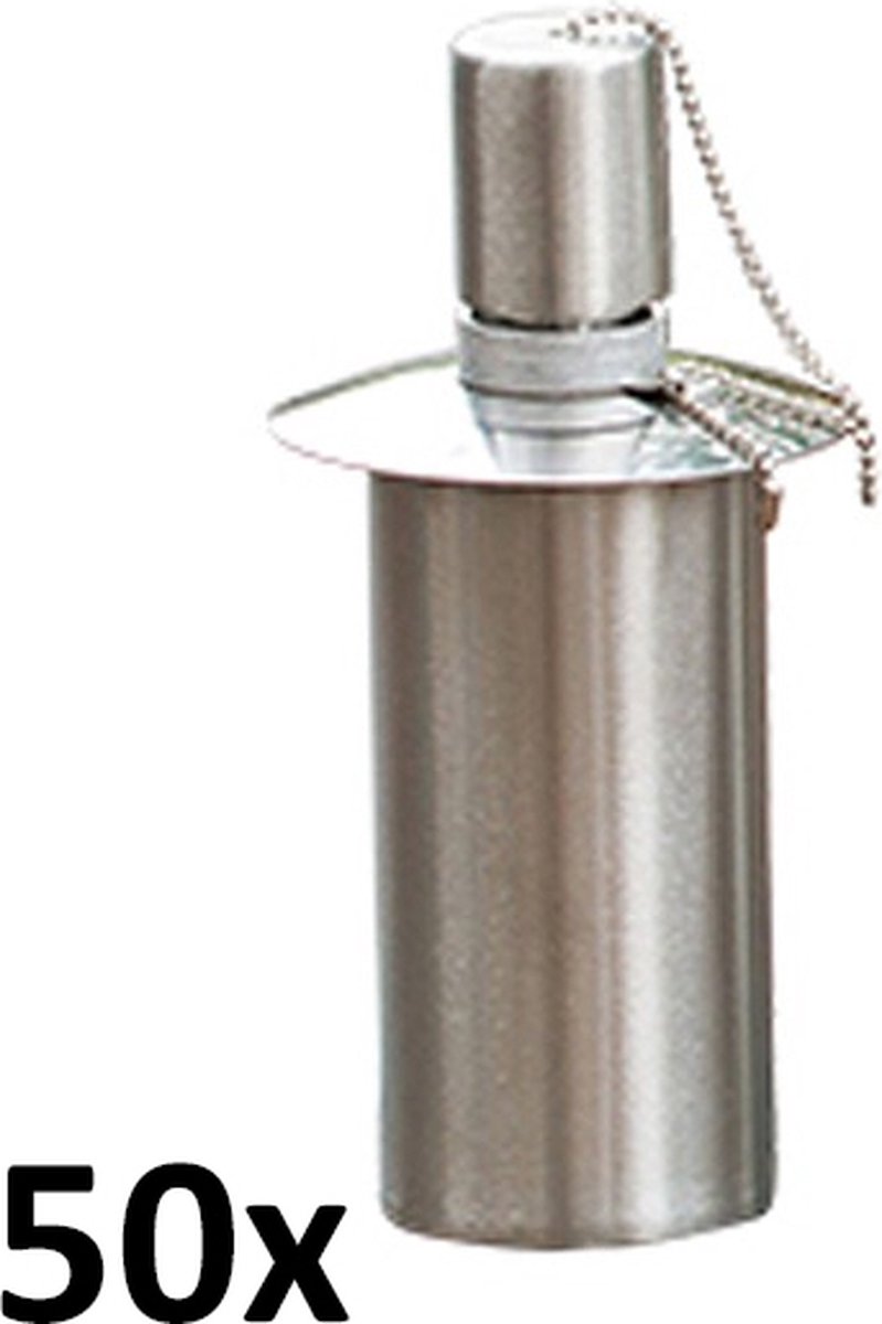 50 stuks RVS tuinfakkel reservoirs 115/40 roestvrij staal 100 ml (8 uur)