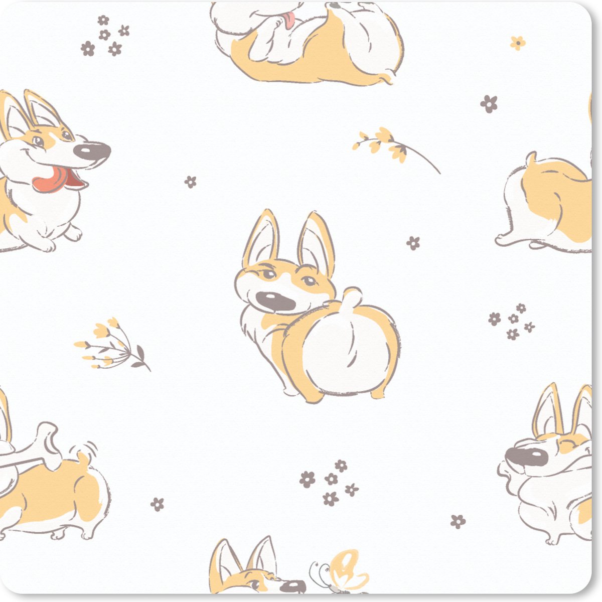 Muismat XXL 50x50 cm - Bureau onderlegger - Bureau mat Patroon - Corgi - Hond - Jongens - Meisjes - Kinderen - Kindje - Bureaumat - Gaming mousepad xl - Bureaulegger groot - Computer deskmat