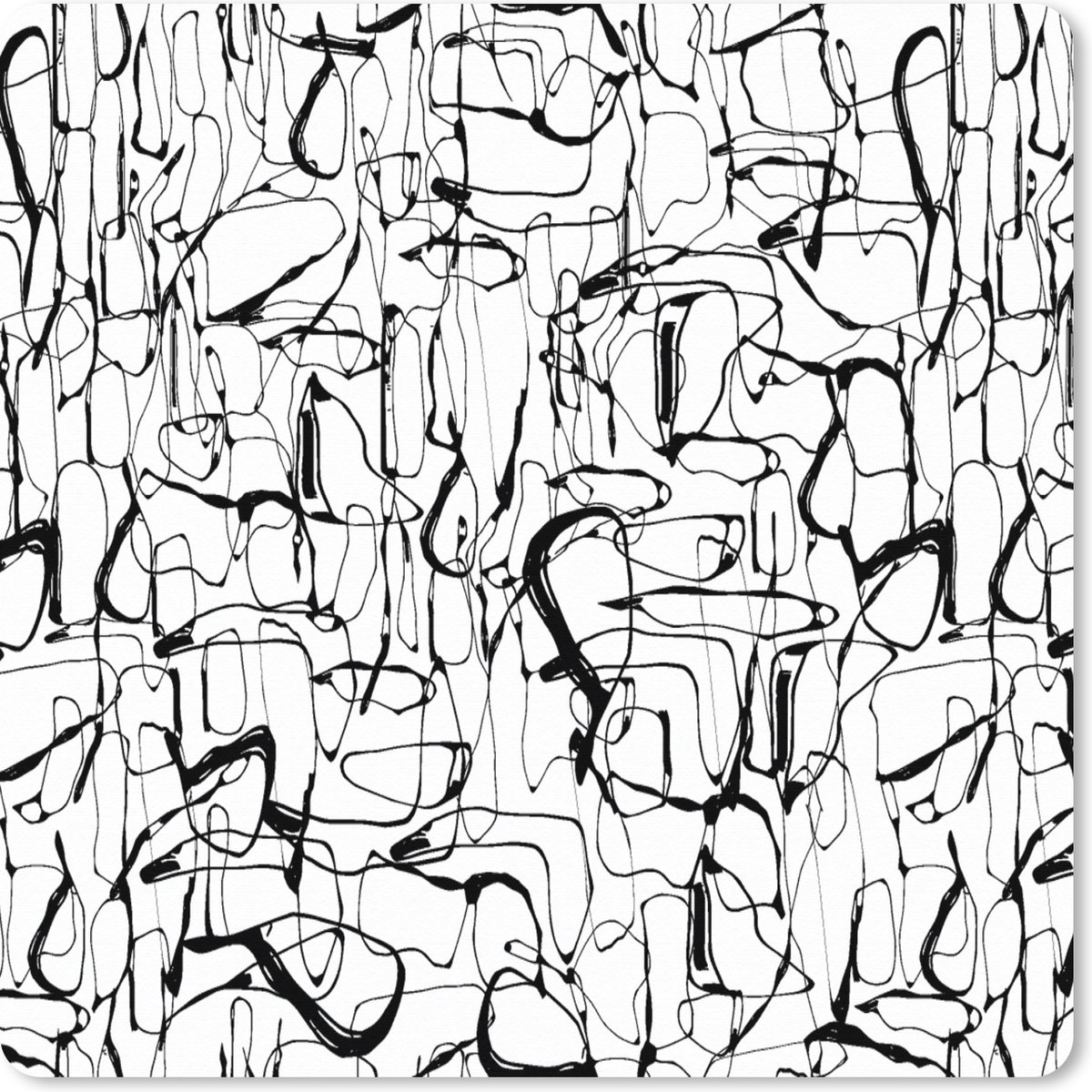 Muismat XXL 50x50 cm - Bureau onderlegger - Bureau mat Line Art - Abstract - Patronen - Zwart Wit - Bureaumat - Gaming mousepad xl - Bureaulegger groot - Computer deskmat