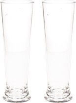 2x stuks onbreekbaar bierglas op voet transparant kunststof 30 cl/300 ml - Onbreekbare bierglazen