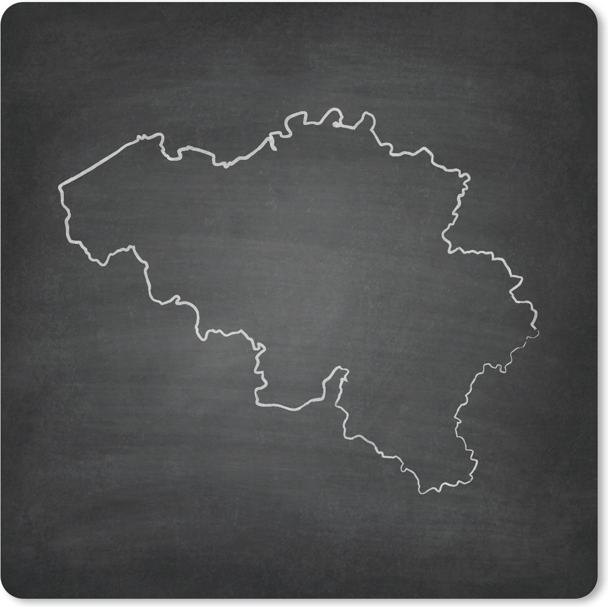 Muismat XXL 80x80 cm - Bureau onderlegger - Bureau mat Zwart-wit illustratie van België op een schoolbord - Bureaumat - Gaming mousepad xl - Bureaulegger groot - Computer deskmat