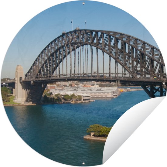 Tuincirkel Sydney Harbour Bridge in Australië in de zomer - 90x90 cm - Ronde Tuinposter - Buiten