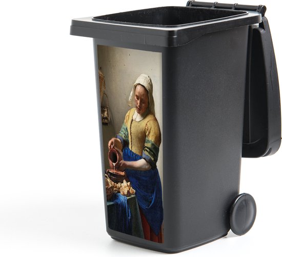 Container sticker Het melkmeisje - Schilderij van Johannes Vermeer - 44x98 cm - Kliko sticker