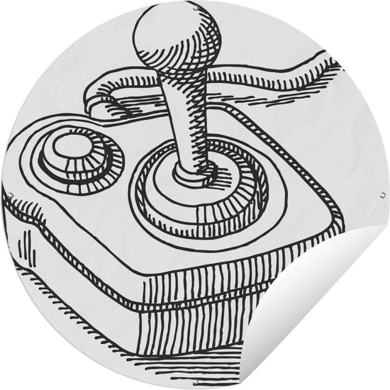 Tuincirkel Gamen - Controller - Illustratie - 60x60 cm - Ronde Tuinposter - Buiten