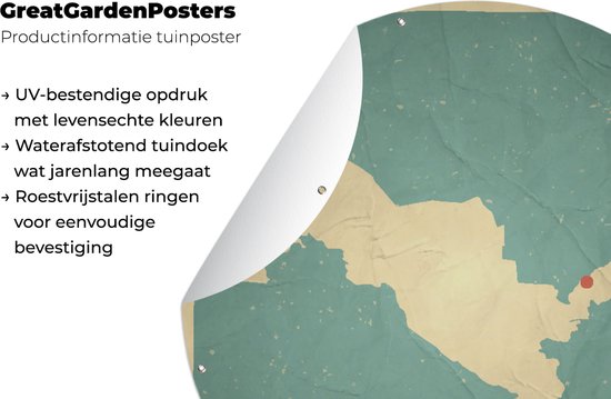 Garden Circle une carte de l'Ouzbékistan et de Tachkent - 60x60 cm - Affiche Ronde de Jardin - Extérieur