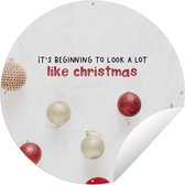 Tuincirkel Kerst - Quote - Kerstballen - 120x120 cm - Ronde Tuinposter - Buiten XXL / Groot formaat!