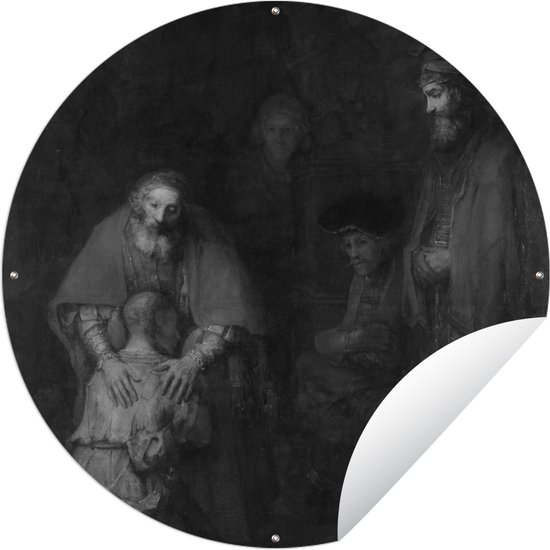 Tuincirkel Terugkeer van de verloren zoon - Schilderij van Rembrandt van Rijn - 150x150 cm - Ronde Tuinposter - Buiten