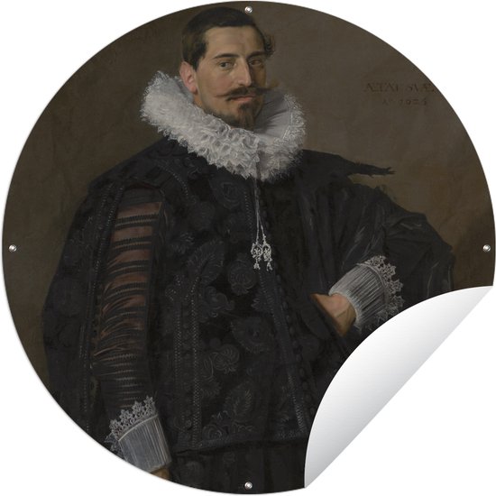 Tuincirkel Portret van Jacob Olycan - Frans Hals - 60x60 cm - Ronde Tuinposter - Buiten