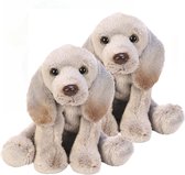 2x stuks pluche Weimaraner grijs knuffel hond 13 cm - Honden speelgoed knuffels