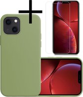Coque iPhone 13 Mini Siliconen Cover Avec Protecteur D'écran - Vert