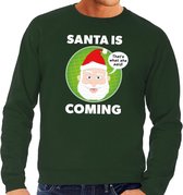 Foute kersttrui - Santa is coming - thats what she said - groen voor heren L