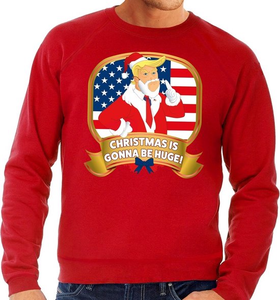 Foute kersttrui / sweater - rood - Trump Christmas is gonne be Huge heren XL