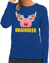Foute kersttrui / sweater braindeer blauw voor dames - Kersttruien 2XL