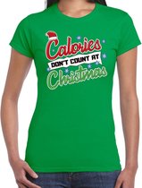 Fout kerstshirt / t-shirt - Calories dont count at Christmas - groen voor dames - kerstkleding / christmas outfit L