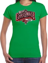 Merry Christmas Kerstshirt / Kerst t-shirt groen voor dames - Kerstkleding / Christmas outfit XL