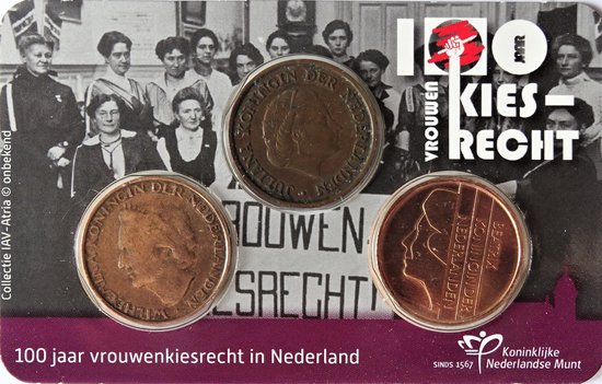 Afbeelding van het spel 100 jaar Vrouwenkiesrecht in Nederland - Coincard met 3 stuivers.