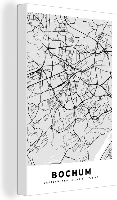 Peinture sur toile Allemagne - Plan de la ville - Carte - Bochum - Carte - 20x30 cm - Décoration murale