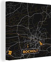 Tableau Peinture sur Toile Allemagne – Black and Gold et Or – Bocholt – Plan de Ville – Carte – Plan d'Etage - 90x90 cm - Décoration murale