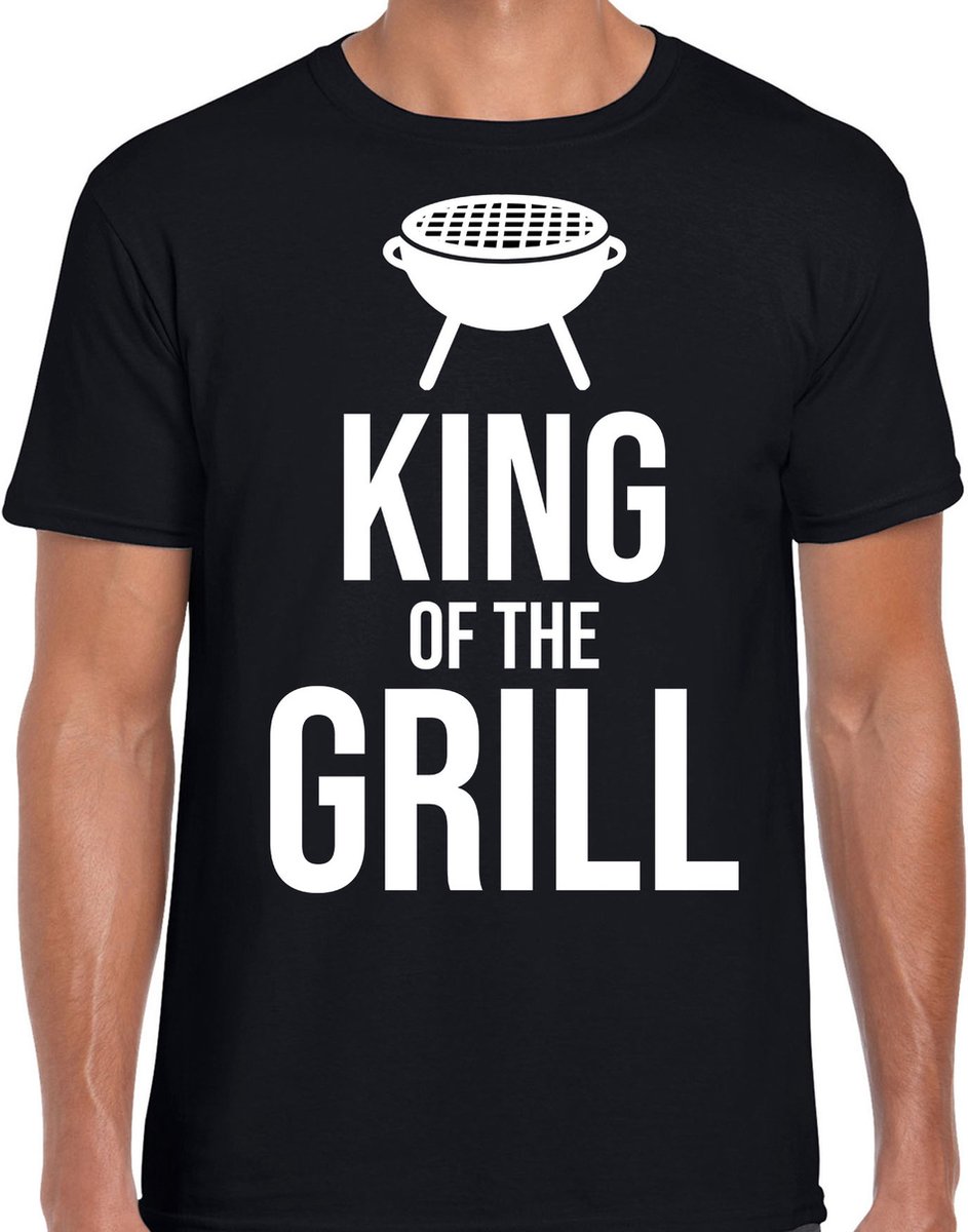 King of the grill bbq / barbecue t-shirt zwart - cadeau shirt voor heren - verjaardag/Vaderdag kado M