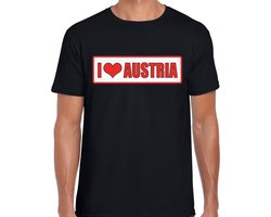 I love Austria / Oostenrijk landen t-shirt met bordje in de kleuren van de Oostenrijkse vlag - zwart - heren - Oostenrijk landen shirt / kleding - EK / WK / Olympische spelen outfit XXL
