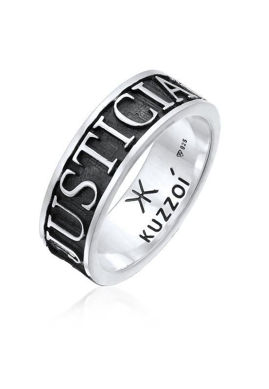 KUZZOI Heren Ring Heren Band Belettering Massief in 925 Sterling Zilver