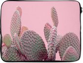 Laptophoes 17 inch - Cactus - Planten - Zomer - Laptop sleeve - Binnenmaat 42,5x30 cm - Zwarte achterkant
