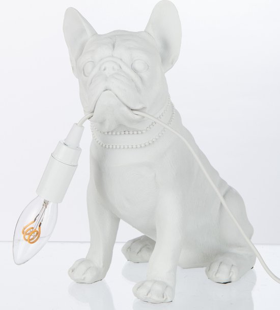 J-Line lamp Bulldog - polyresin - wit