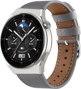 Strap-it Smartwatch bandje leer - geschikt voor Huawei GT / GT 2 / GT 3 / GT 3 Pro 46mm / GT 2 Pro / GT Runner / Watch 3 - Pro - grijs