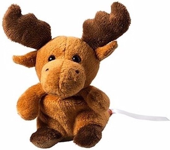 Pluche eland knuffel 14 cm met beschrijfbaar label