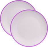 8x stuks onbreekbare kunststof/melamine roze ontbijt bordjes 23 cm voor outdoor/camping/picknick/strand