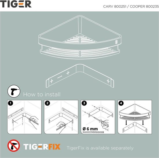 Tiger Carv - Panier de douche angulaire 21 cm - Noir
