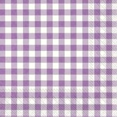 60x Vichy Karo 3-laags servetten lila paars/wit geblokt 33 x 33 cm - Oktoberfest servetten