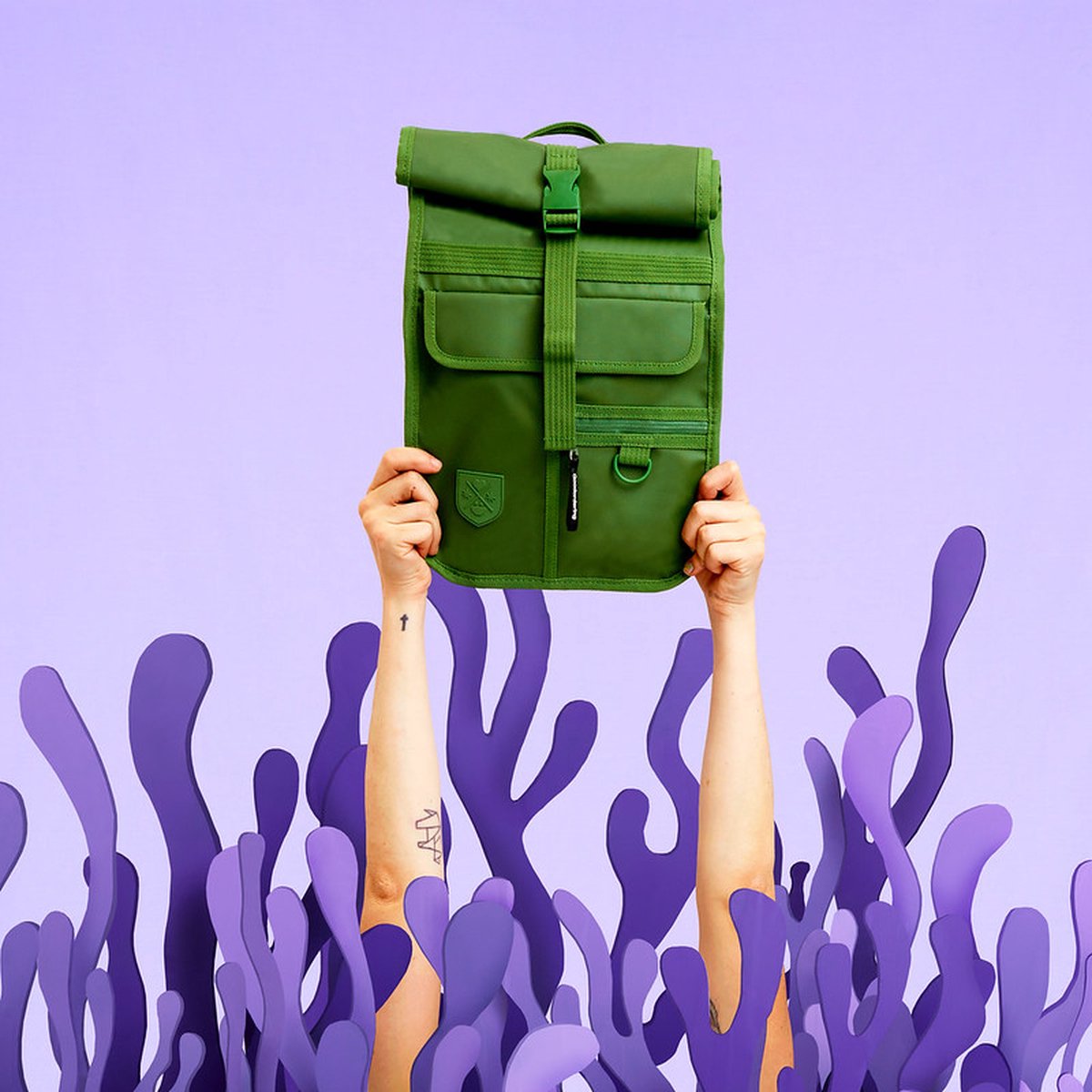 Rugzak Goodordering Mini Rolltop Backpack Eco Groen