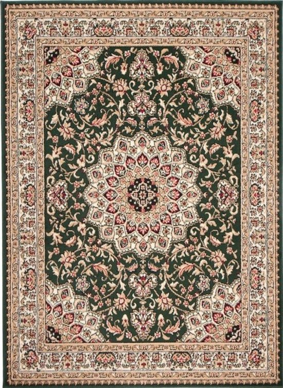 Tapiso Atlas PP Tapis Salon Chambre Medaillon vert Ambiance de vie Classique Intérieur Tapis de haute qualité durable Taille - 200 x 300 cm