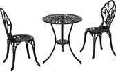 Outsunny 3 pièces groupe repas ensemble salon de jardin 1 table + 2 chaises aluminium noir 84B-500