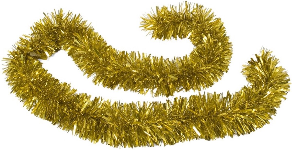 Kerstslingers - 3x stuks - glitter goud - folie - 180 x 12 cm - extra brede slinger/kerstboom versiering – foto 2