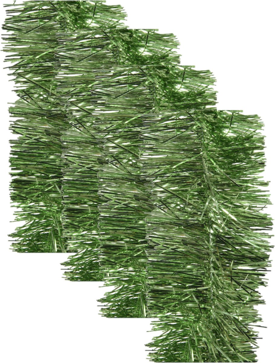 4x Kerstslingers groen 270 cm - Guirlandes folie lametta - kerstslingers kerstversiering