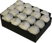 24x Luxe glazen sneeuwvlokken/sterren kerstballen wit 7,5 cm - Gedecoreerde kerstballen