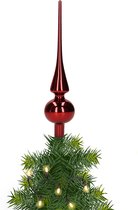 Glazen kerstboom piek/topper bordeaux rood glans 26 cm - Pieken/kerstpieken