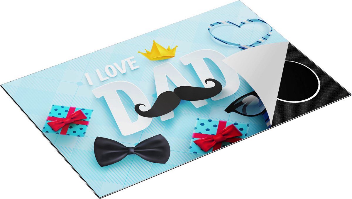Chefcare Inductie Beschermer I love Dad - Vaderdag - Papa - 78x52 cm - Afdekplaat Inductie - Kookplaat Beschermer - Inductie Mat