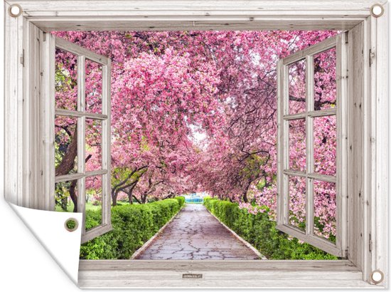 Tuinposter - Japans - Sakura - Bloesem - Boom - Bloesem takken - Doorkijk
