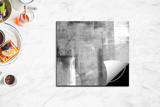 Chefcare Inductie Beschermer Abstracte Kunst - Zwart Wit - 57,6x51,6 cm - Afdekplaat Inductie - Kookplaat Beschermer - Inductie Mat