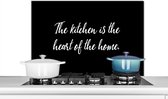 Spatscherm keuken 90x60 cm - Kookplaat achterwand Spreuken - Koken - Thuis - The kitchen is the heart of the home - Quotes - Muurbeschermer - Spatwand fornuis - Hoogwaardig aluminium